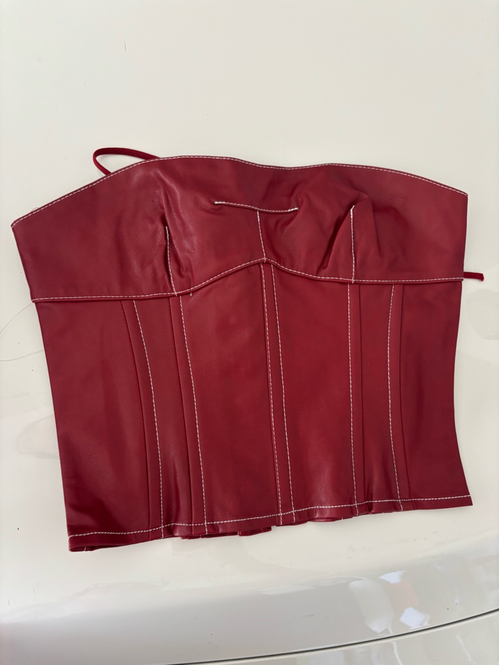 New Edikted Leather-like red jacket with lacing and tag
